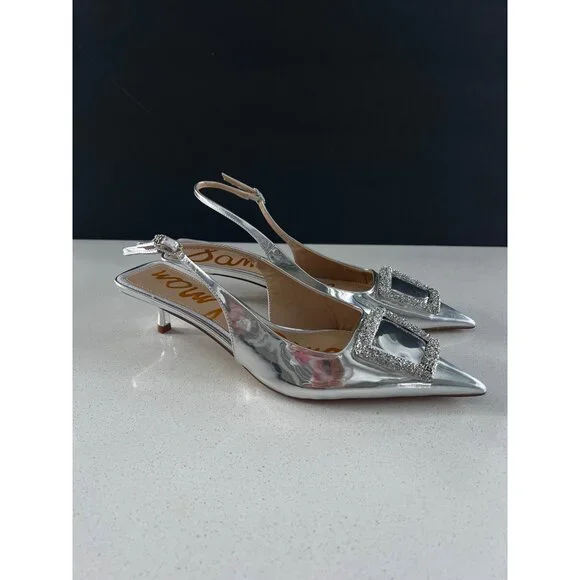 Sam Edelman Kammie Womens kitten Heels Soft Silver Size 9 - Picture 3 of 10